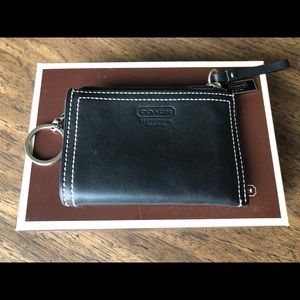 Coach black leather zip wallet